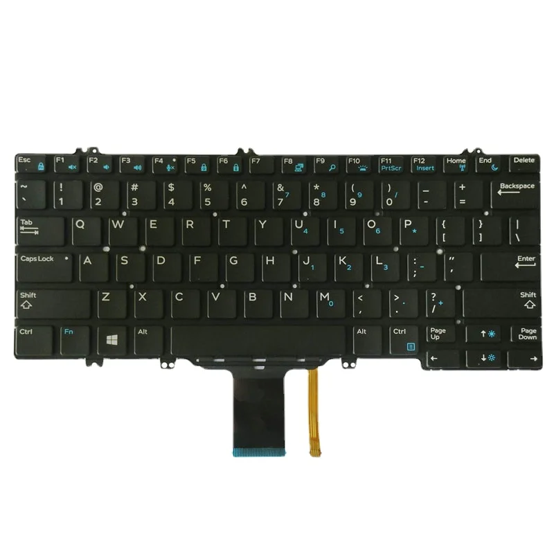 Replacement Notebook US Keyboard for Dell Latitude 5280 5289 7280 7290 7380 7389 7390 Laptop No Frame (Backlight)