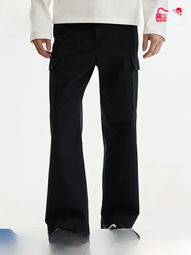 

H&M Men's Casual Cotton Work Pants Spring 2026 New Straight Leg Workwear Trousers Comfortable Loose Fit Daily Wear