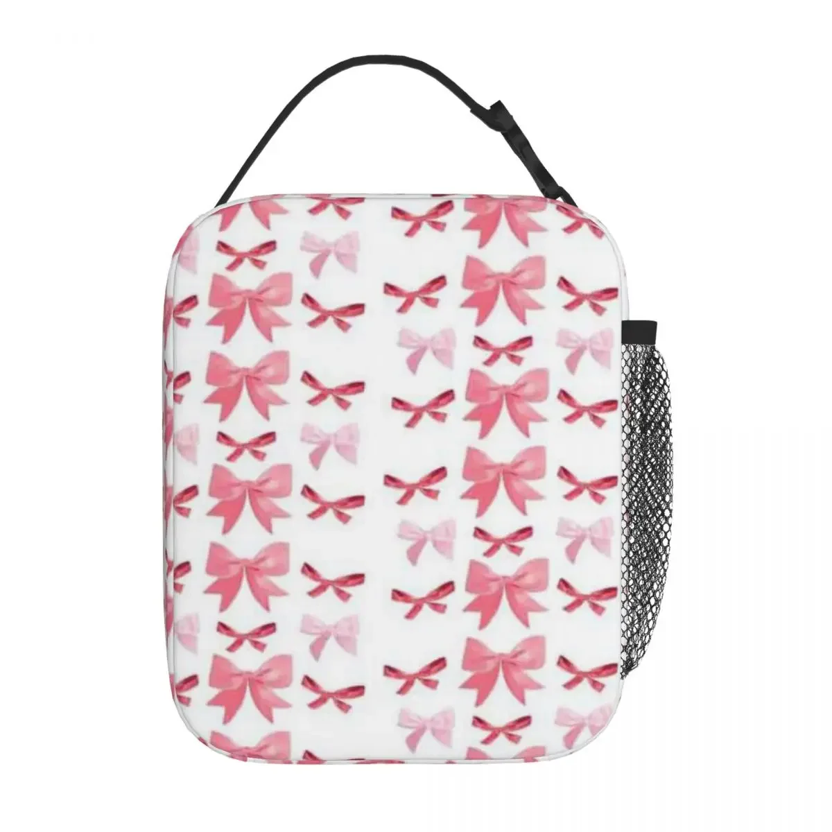 Bestselling Coquette Pink And Red Ribbon Letter Print Insulated Food Bag Boating Trip Small Lunch Bag