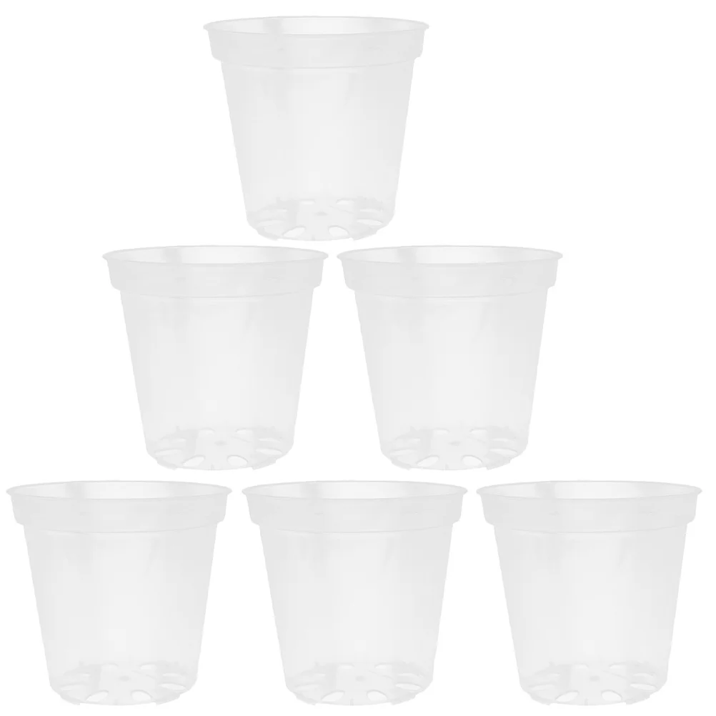 

6Pcs Transparent Orchid Flower Pots Plastic Planters with Holes Clear Breathable Plant Containers Suitable for Nursery Indoor