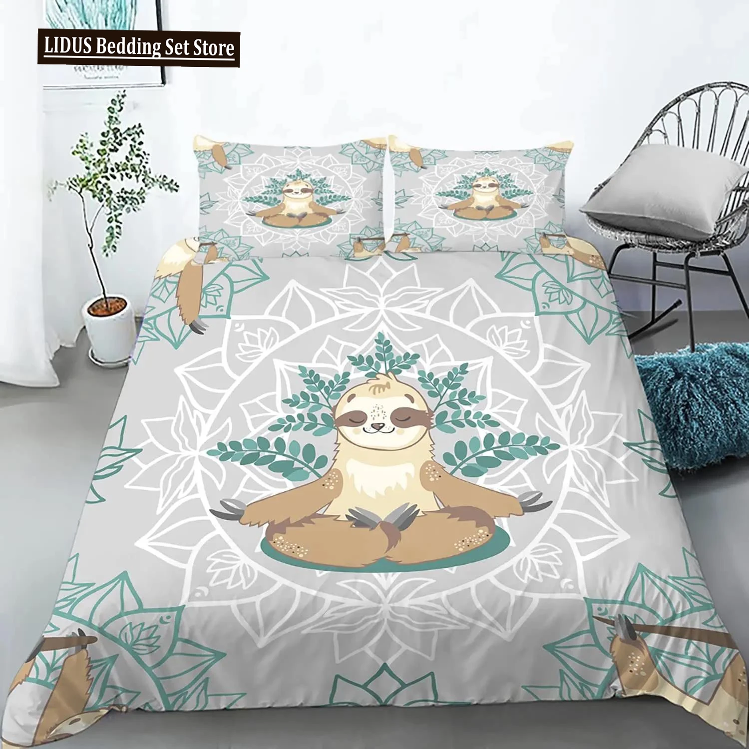 

Sloth Duvet Cover Set Twin Size Cartoon Sloth Duvet Cover Bedding Set For Kids Girls Boys Cute Animal Polyester Comforter Cover