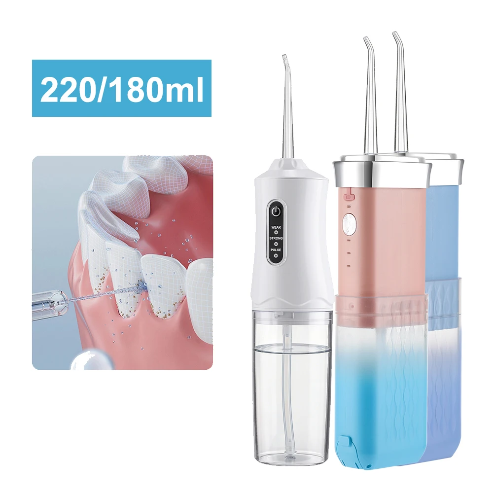220/180ml Mini Cordless Water Flosser For Travel 3 Modes Rechargeable Oral Irrigator for Braces Sensitive Gums Daily Oral Care