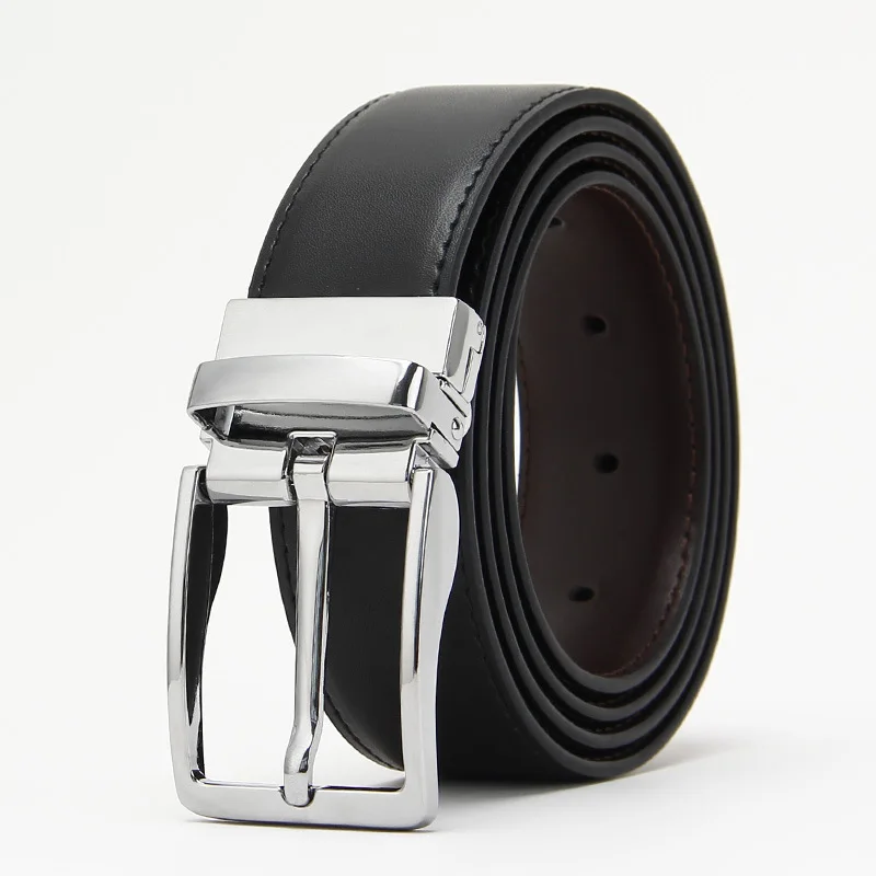 Men's genuine leather luxury brand belt high quality alloy pin buckle men's business retro youth with jeans new belt