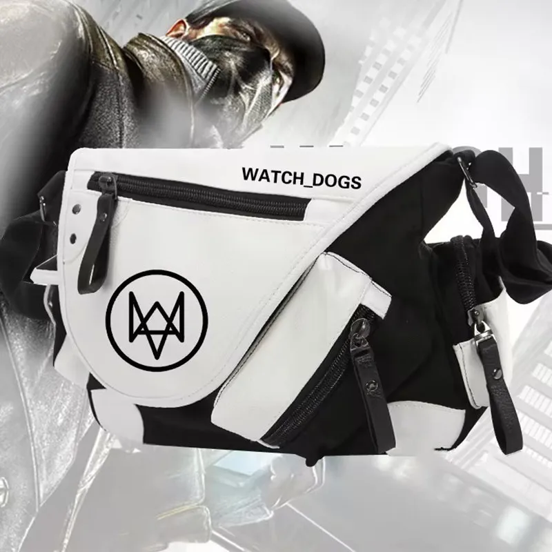 Game Watch Dogs Aiden Pearce Shoulder Bag Cosplay Casual Canvas Messenger Handbag Student Backpack Men Women Schoolbag Prop Gift