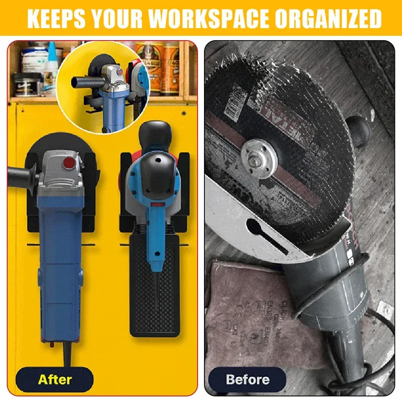 2PCS Black Angle Grinder Holder Polisher Holder Storage Rack Wall Mounted Bracket Hand Sander Tool For Homes Shops Workbenches
