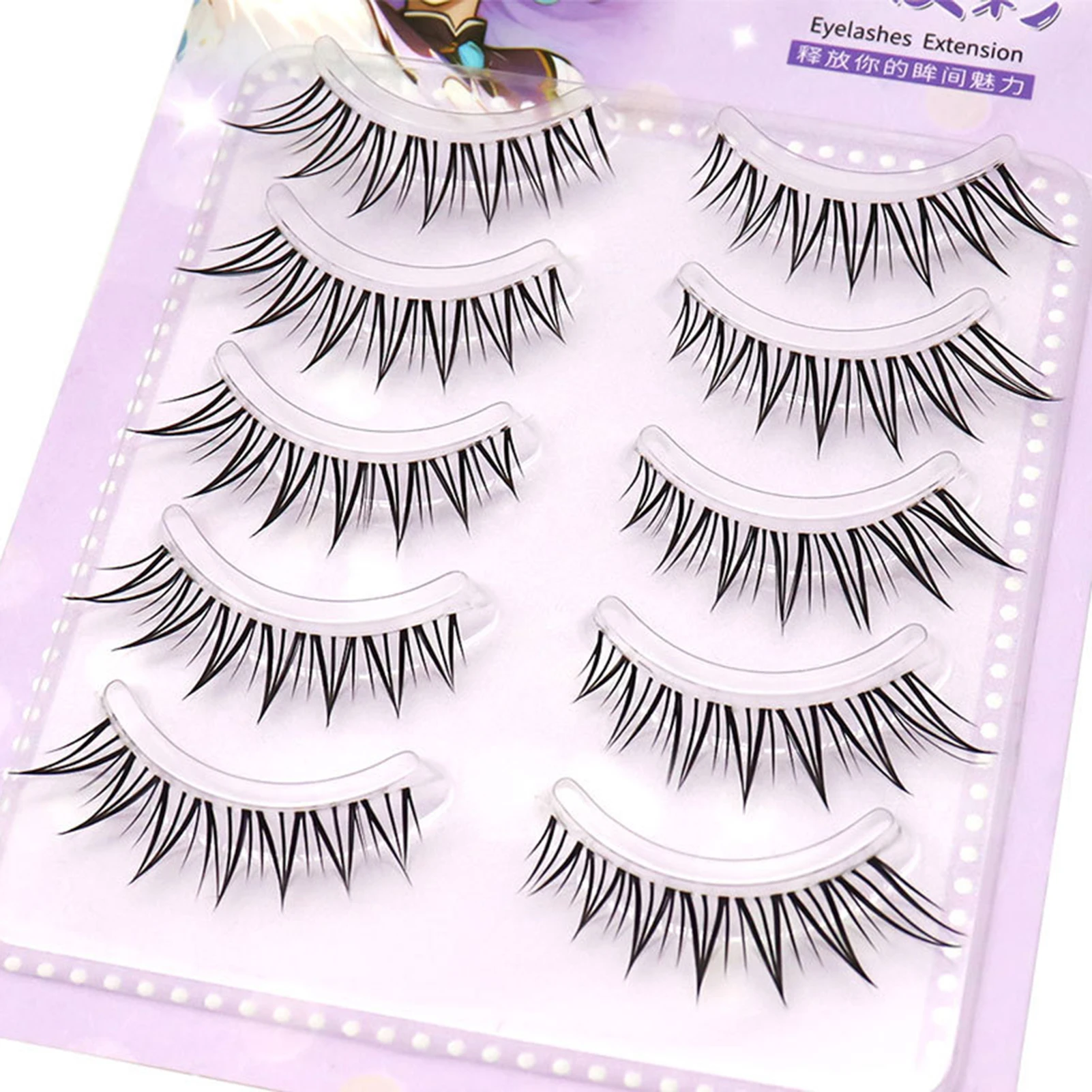 5pair Foxes False Eyelashes Full Strip Clear Thin Band Design Dense Natural Eyelash Extension For Daily Makeup Party Photography