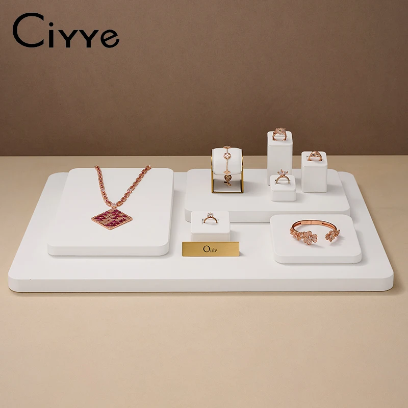 Ciyye White Microfiber Jewelry Display Stand Necklace Jewelry Show Support Ring Bracelet Pendant Jade Show Window Display Props