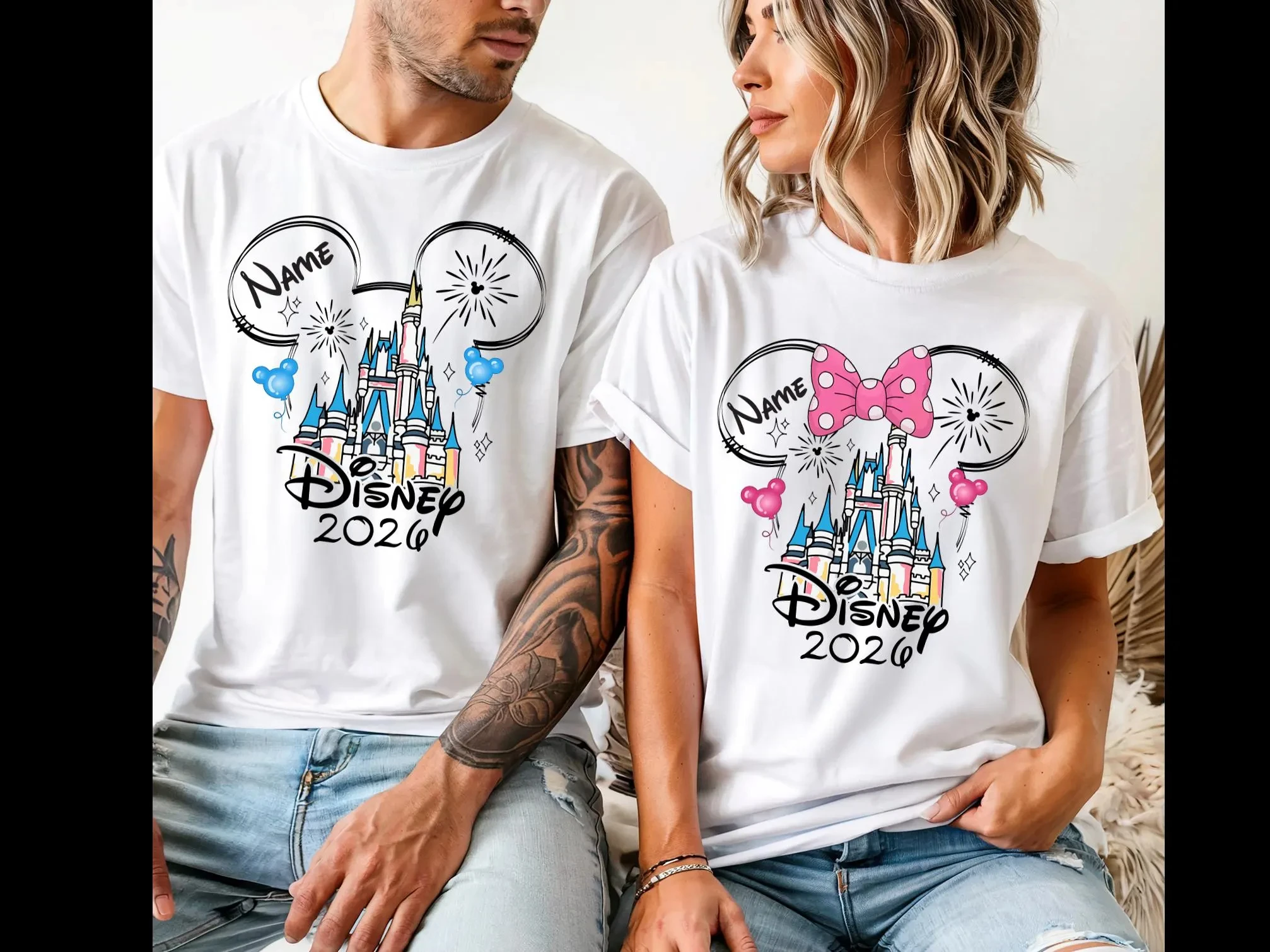 

Футболка Disney Trip 2026, футболки Disney Family Names Vacation 2026 для семейного отдыха в Диснейленде, футболки для пар Disney World
