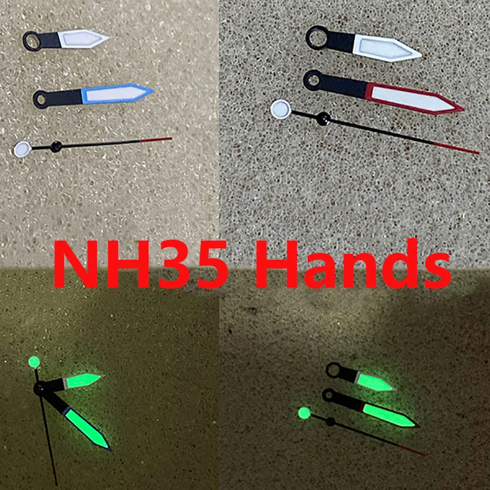 

Watch Hands, Green Luminous Hands NH35 Pointer, for NH35 NH36 Movement, 9mm- 13mm- 13.5mm Three Needles Watch Accessories