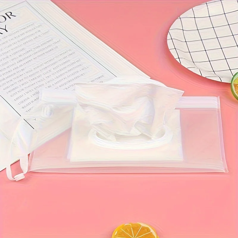 5 Stück tragbare Feuchttücher-Handtasche, Behälter für Feuchttücher, leichter Feuchttücher-Spender, transparenter Feuchttücherbeutel – Detail 2