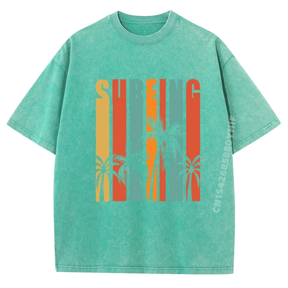 

Classic Retro Surfboarder Surfer Normal Tshirts For Men Luxury Designer Mother Day Tops Tees Washed Tee-Shirt Loose Printed