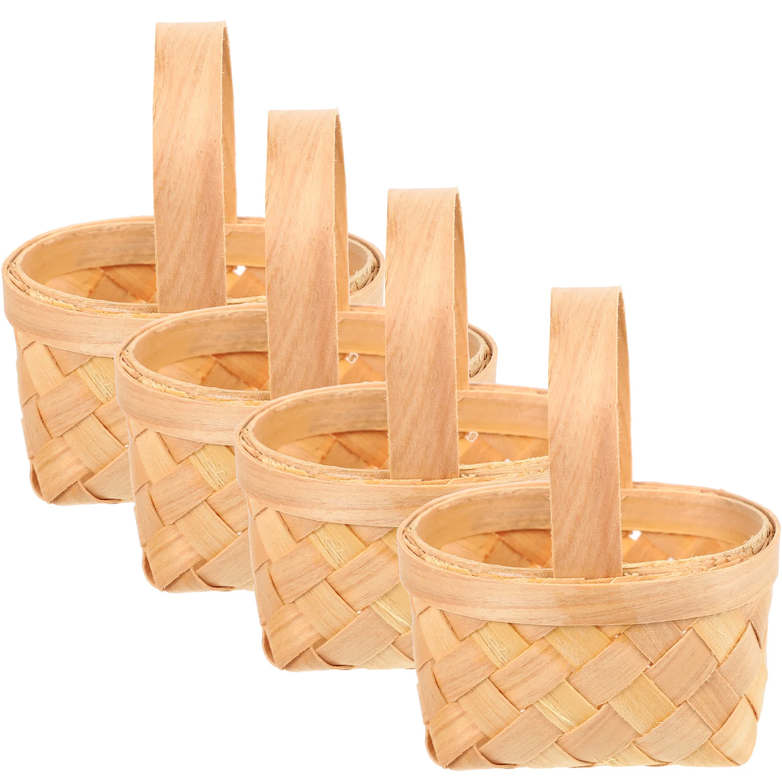 

4 Pcs Hand Woven Basket 9x6 5x5cm Storage Container Wooden Flower Arrangement Home Decor Wedding Party Garden Hotel