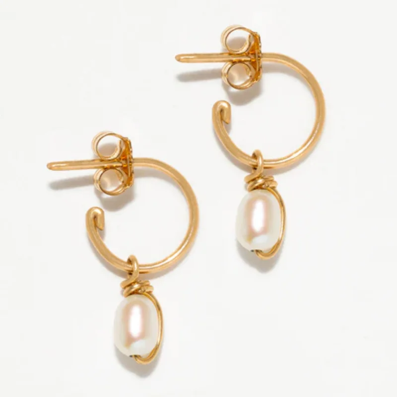 

Handmade Natural Pearl Circle Earrings 14K Gold Filled Earrings Tarnish Resistant Dainty Jewelry Waterproof Jewelry Women Gifts