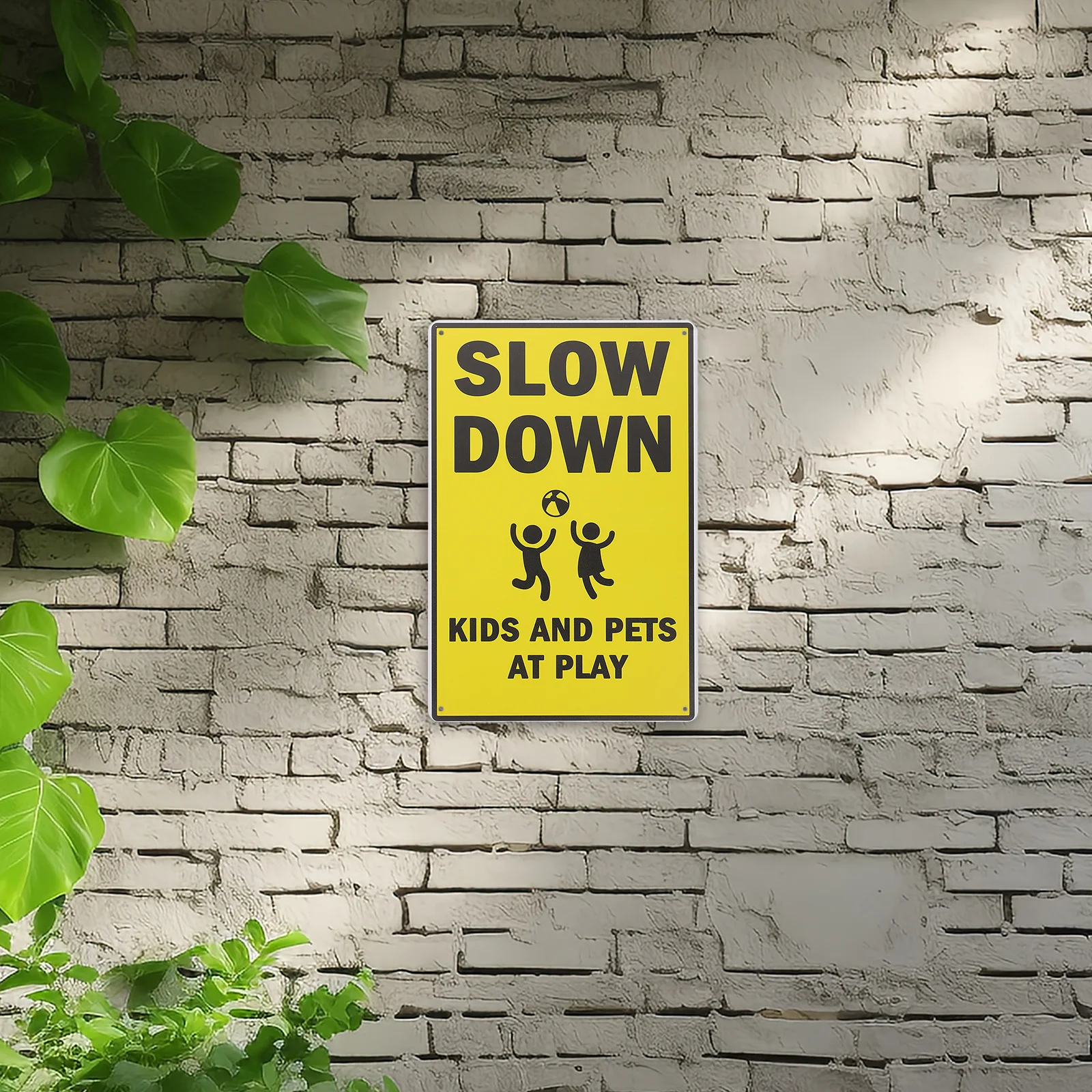 Safety Sign Sign Slow Down Kids Playing Attention Durable Traffic Street Warning Convenient Street Signs