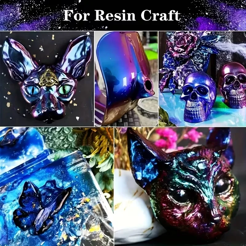 10 Colors Chameleon Mica Powder Set 3g Each, Color-Shifting Iridescent Pigment for Epoxy Resin UV Jewelry Soap Candle DIY Craft