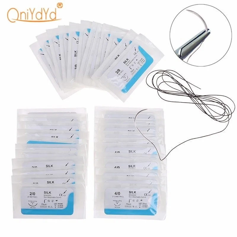 12Pcs Suture Silk Medical Thread Suture Kit with for Medical Teaching Practices Practice Kit Suture Silk Medical