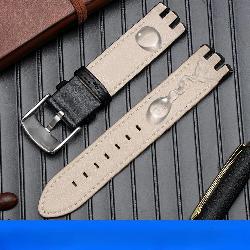 Soft Comfortable Genuine Leather Replace Watchband for Swatch Yts401/402403g Cowhide Accessories Curved Interface 20mm Wrist