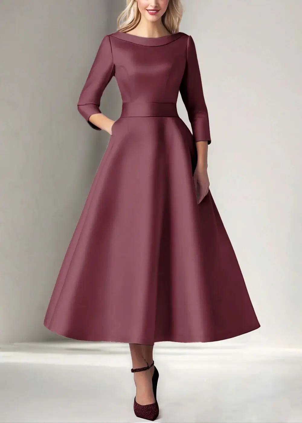 Customized O-neck Full Sleeves Pink Long Dresses Ankle Length A-line Dubai Luxury Evening Dress Serene Hills Dresses 2026 원피스