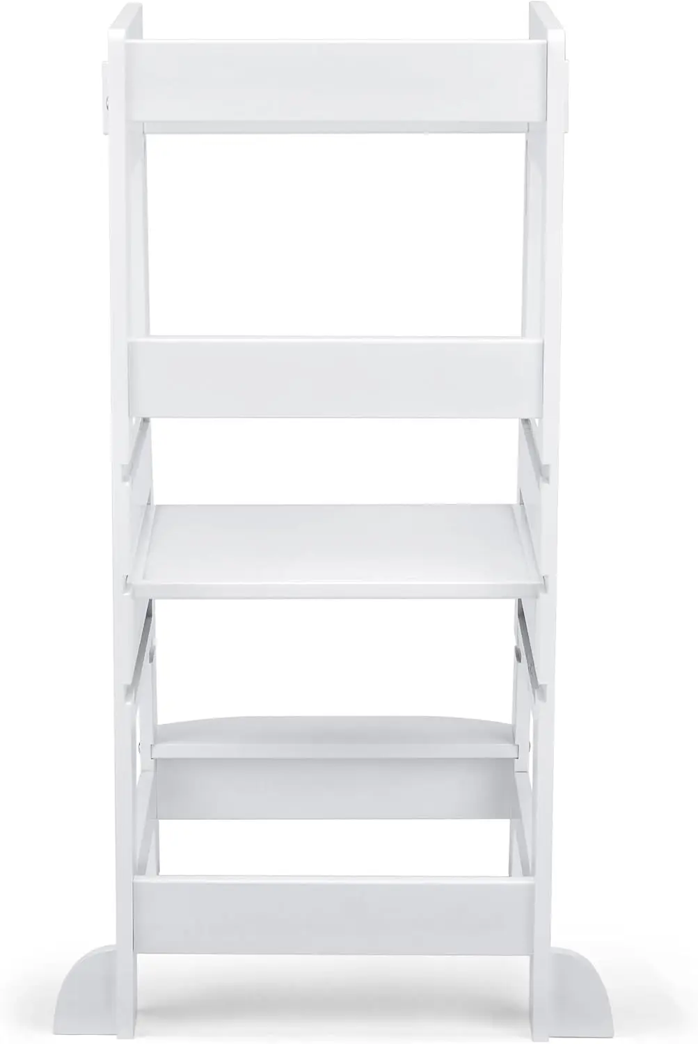 Bamboo Toddler Kitchen Step Stool White Helper Standing Tower Height Adjustable with Anti-Slip Protection for Kids Kitche