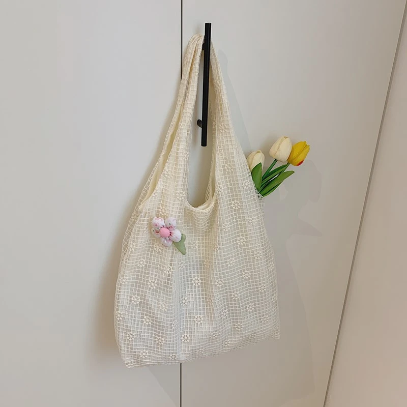 

Microfiber Large Capacity Shoulder Bags Solid Color Flowers 2025 Brand Bags for Women Summer New Vacation Women's Handbags