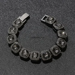 Men Women Hip Hop Chain Bracelet Bling Bling 12mm Big Size Solitaire Square Tennis Ca Ankle Bangle Rock Hiphop Jewelry