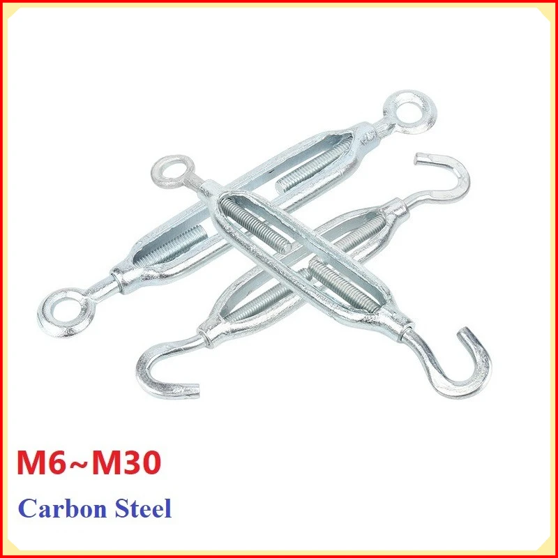 Hook And Eye Turnbuckle Rope Cable Tension Sets Adjustable Garden Wire Rope Tensioner Device Screw M6~M30 Zinc Plated