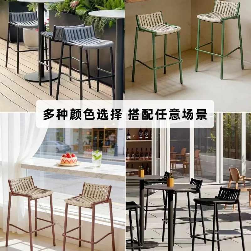Nordic Outdoor Aluminum Alloy Bar Chairs Modern High End Leisure Outdoor Waterproof Restaurant Bar Stool Cafe Bar Furniture FYBC view 5