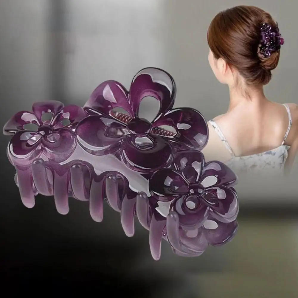 Pince à cheveux fleur douce minimaliste pour femme, accessoires de lavage en résine, pince requin, vêtements de sauna, griffe