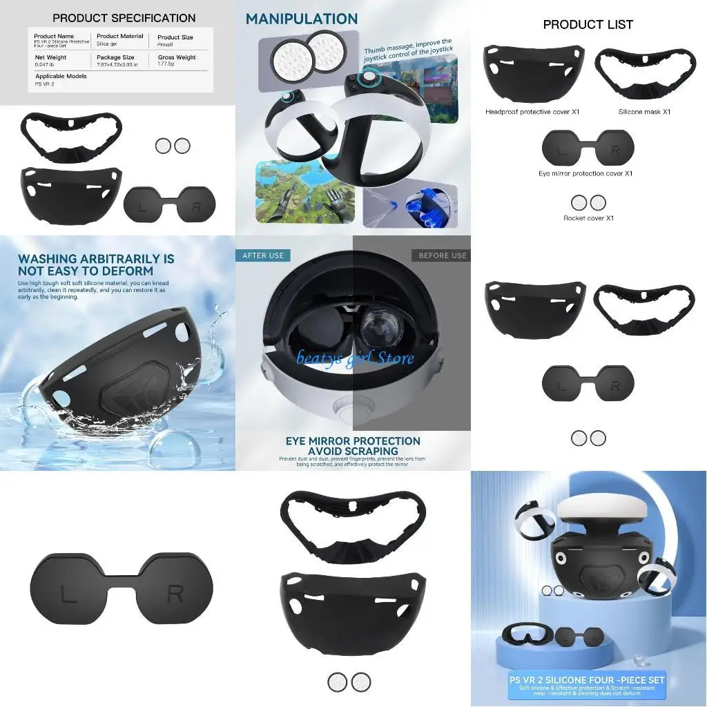 

C7AB Lightproof Face Silicone Sleeves Cover Lens Caps for PS VR2 Headset