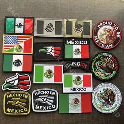 Mexico Flag Skull Embroidered Patch IR Reflective Mexican Tactical Army Hook National Eagle Applique Hook and Loop Embroidery