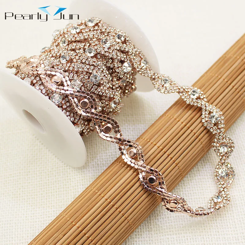 1/5 Yards 1.5cm Cross Braided Diamond Chain Rhinestone Trim Used For Dress Skirt Shoes Hat Webbing DIY Sewing Accessories ML039