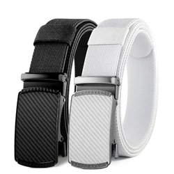 Men Stretch Belt Metal Automatic Buckle High Quality Elastic Nylon Mens Military Tactical Belt Golf Canvas Pants Strap