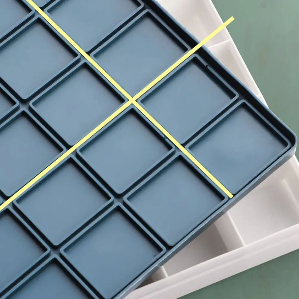 24/36/48 Grid Paint Palette Box with Soft Lid, Portable Moisture-Locking Gouache Paint Storage Case, Art Painting Supplies