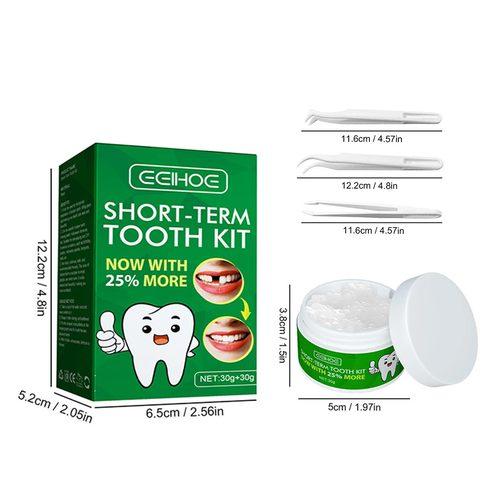 Teeth Solid Glue Resin Tooth Solid Gel with 3 Dental Tools Teeth Replacement Kit Disposable for Fix The Missing Broken Tooth