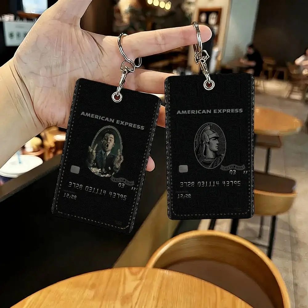 

American E-Express Card Holder Suitable for student ID, bank card, access card, ID card with Key Ring Loss Prevention