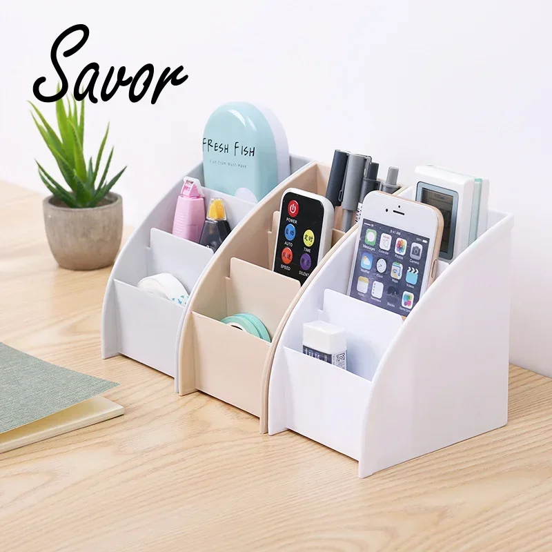 

Plastic TV Remote Control Storage Holder Mobile Phone Stand Washable Home Office Boxes Desktop Case