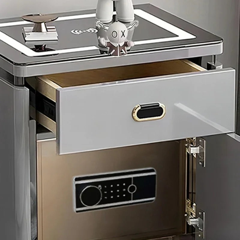 Safe bedside table safe integrated wireless charging three-color touch light bluetooth audio password lock