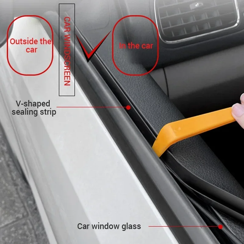 AUTO Car Side Window Seal Strip Rubber Weatherstrip Window Gap Filler Reduce Vibration Noise Insulation V Shape Seal Strips