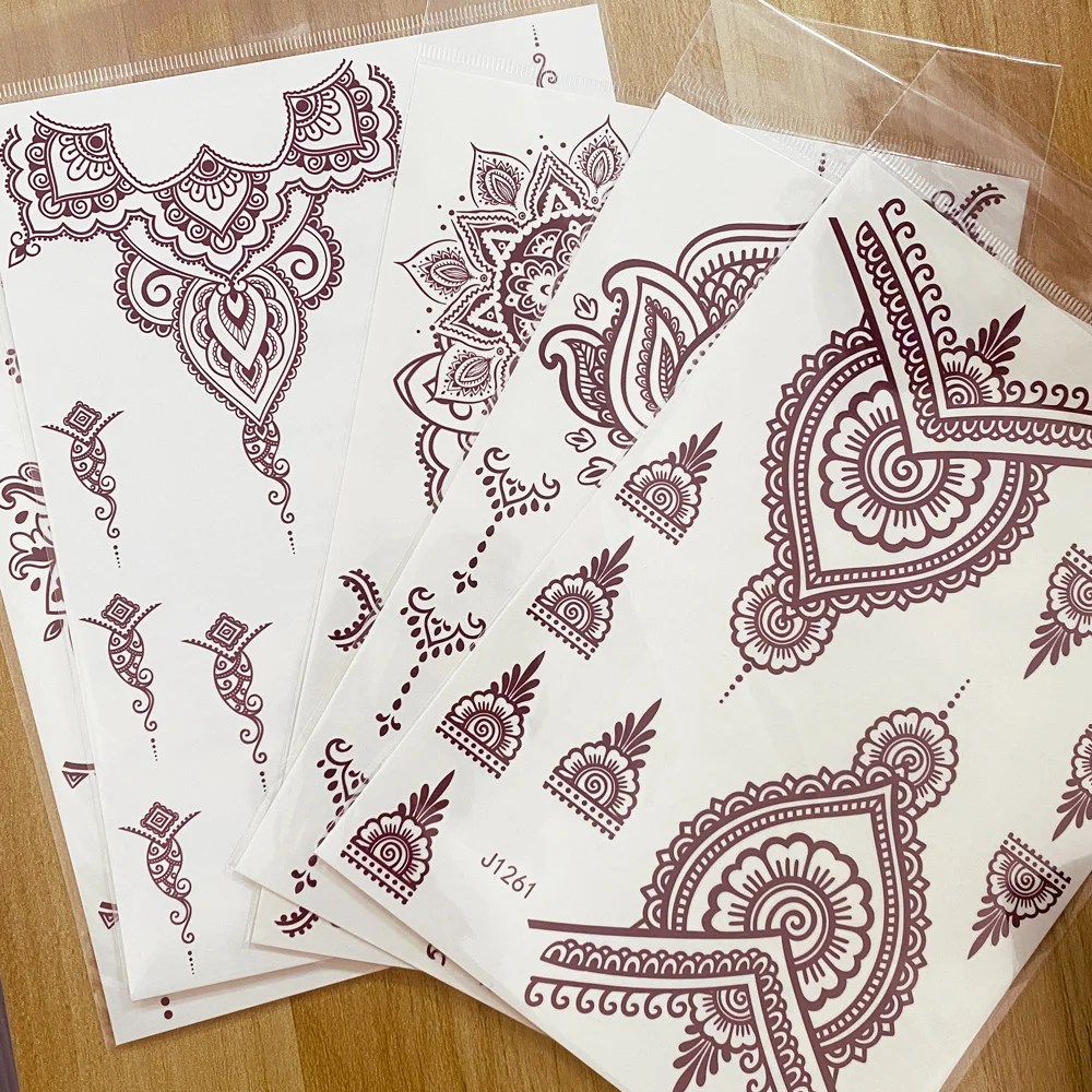 

100pcs/Set Temporary Tattoos for Women Henna Fake Tattoo for Hand Body Art