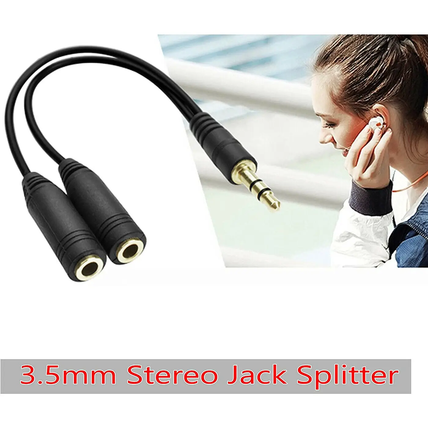 Headphone Y Splitter 3.5mm Extension Cable Audio Stereo 3.5mm Male to 2 Port 3.5mm Female Microphone Spliter Gold Plated Adapter