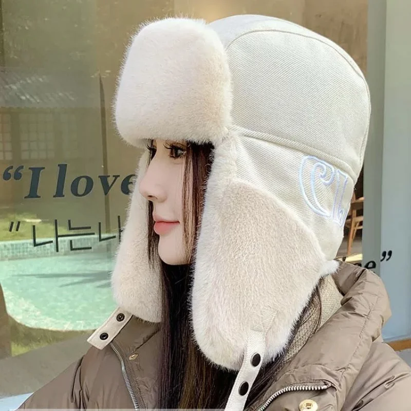 Hat Men and Women Cold Protection in Autumn and Winter Wind Pilot Cap Northeast Cycling Earflaps Warm Hat Cotton Thickened Glass