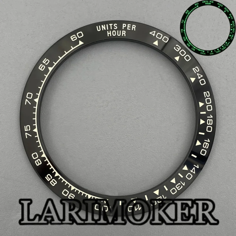 

LARIMOKER 39,3 мм, сине-зеленый светящийся черный безель из нержавеющей стали, совместимый с кварцевым хронографическим механизмом VK63 VK64.