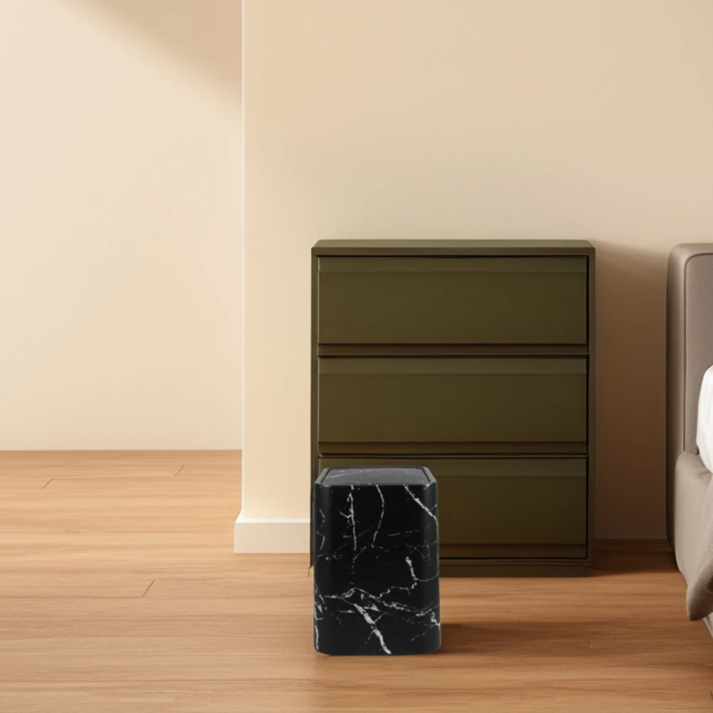 

Marbled Trash Can Garbage with Lid Kitchen Rubbish Compost Bin Flower Bucket Container Bathroom Cans Cute