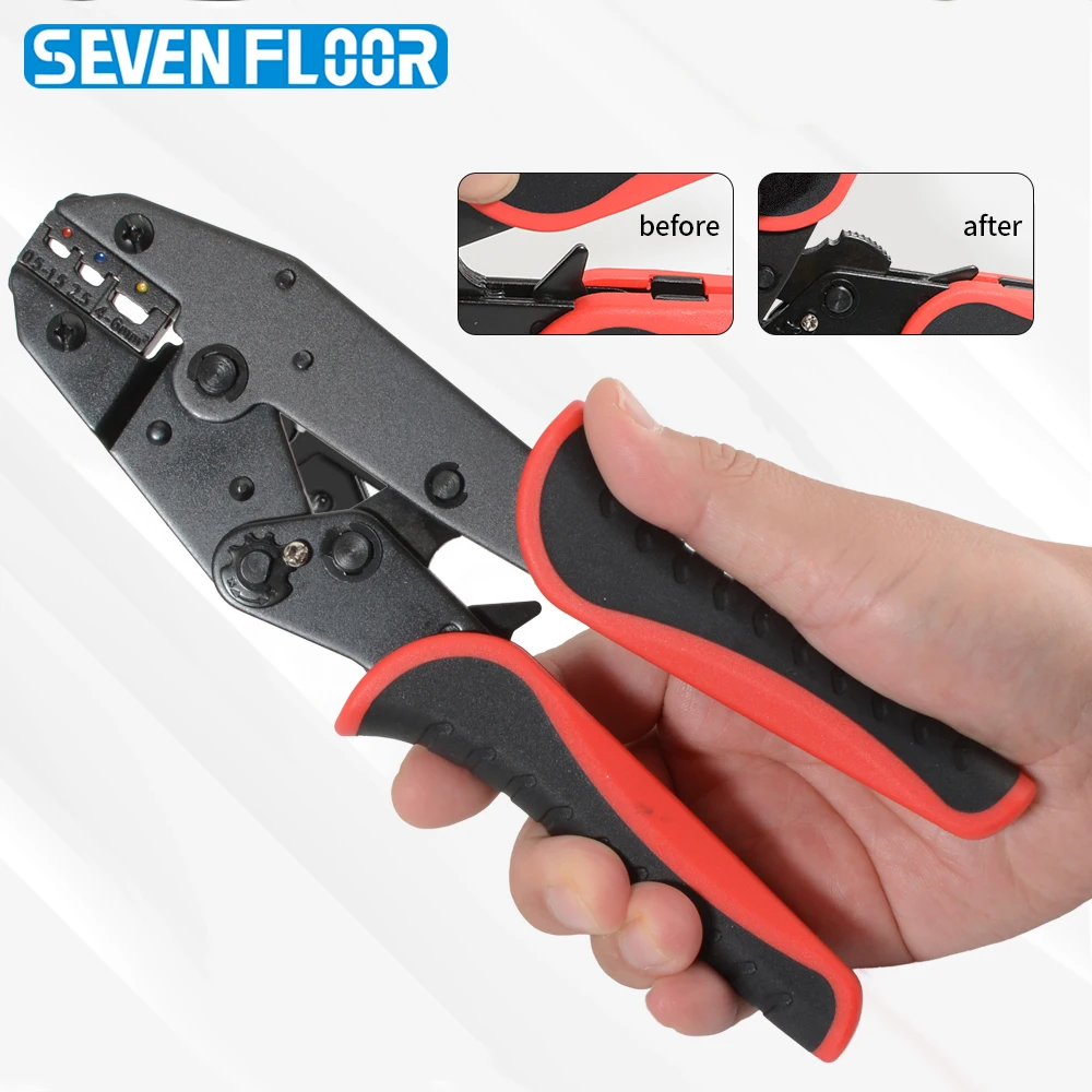 Professional Ratchet Terminal Crimping Tool Set, Pre-Insulated Wire Crimper AWG 22-10 with Electrical Terminal Connectors