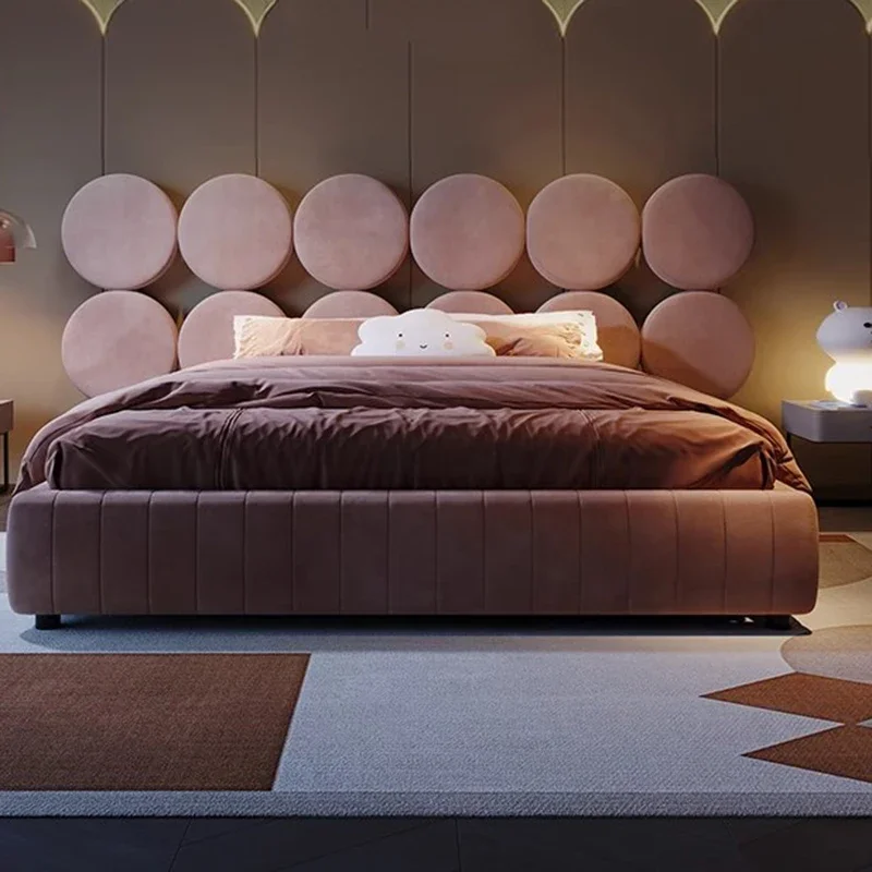 

Fabric Luxury Double Bed Simple Nordic Minimalist Master Double Bed Italian Tatami Cama Moderrnas Inteligentes Bedroom Furniture