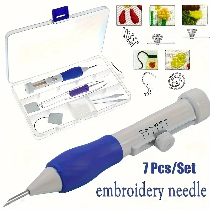 7-Piece Embroidery Punch Needle Sewing Tool Set for Hand Knitting And Sewing Magic Embroidery Punch Needle Kit Sealing Tools