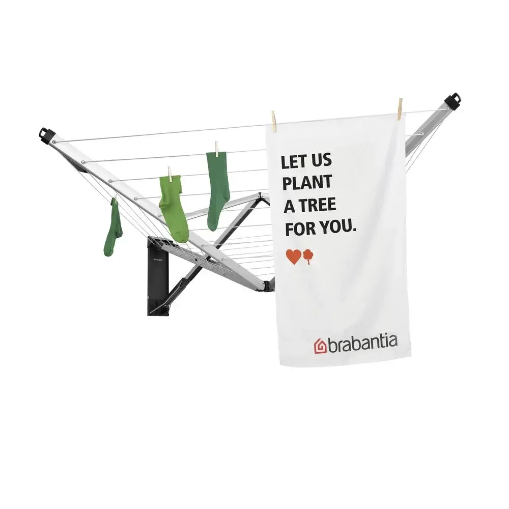 79ft Outdoor Wall-Mounted Folding Clothesline with Cover Convenient One-Handed Operation Wind and Weather Resistant Ideal Large