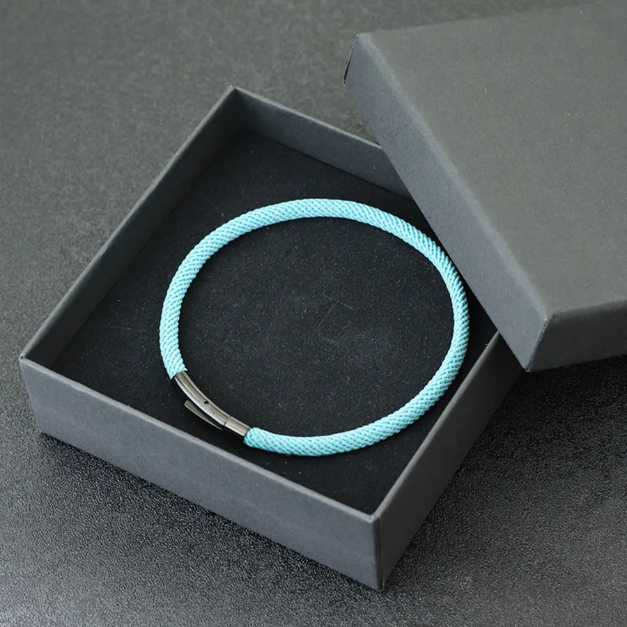 Simple Style Lucky Red Bracelet Men Women Stainless Steel Snap Fastener 4mm Fabric Braslet Gifts For Him Pulsera Homme Bangle