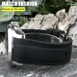 23mm 24mm Rubber Silicone Watchband for Tissot T035 1853 T035617 T035627 Soft Thick Diving Sport Watch Strap Folding Buckle