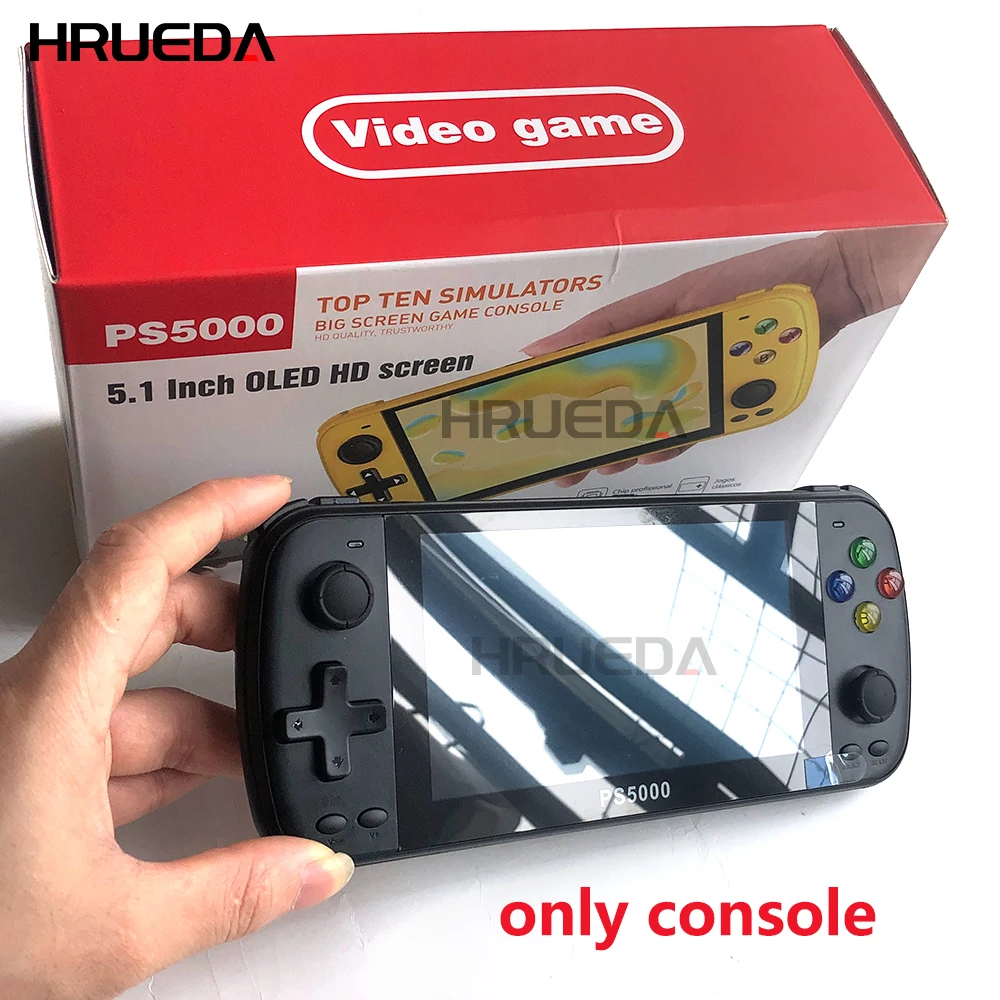 

5.1 inch Retro Game Player HD IPS Arcade Games 128 bit PS5000 Handheld Game Console 64G 6000 Games Double Gaming Players Box